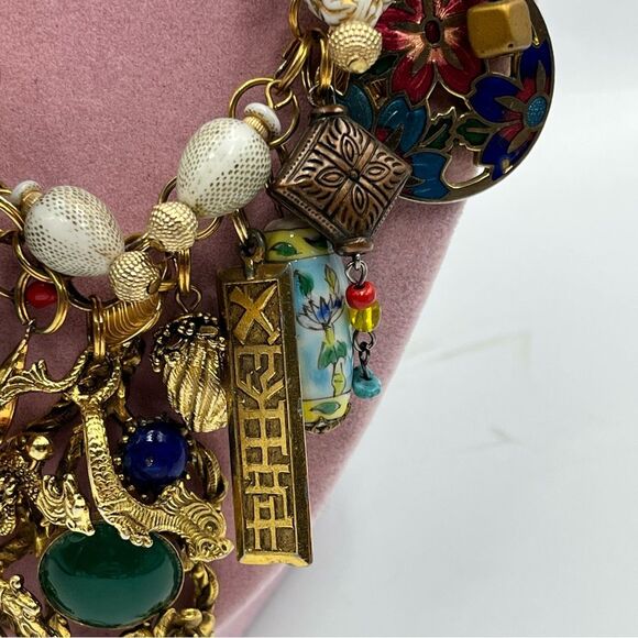 Vintage dragon 1960s handmade chunky charm Statement pendant Necklace - Picture 6 of 16